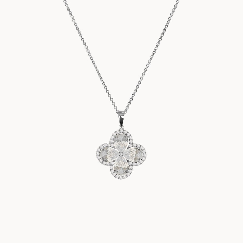 Χρυσό κολιέ σταυρός με πουάρ πέτρες