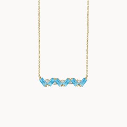 Χρυσό κολιέ μπάρα με μπαγκέτες σχήμα κύμα