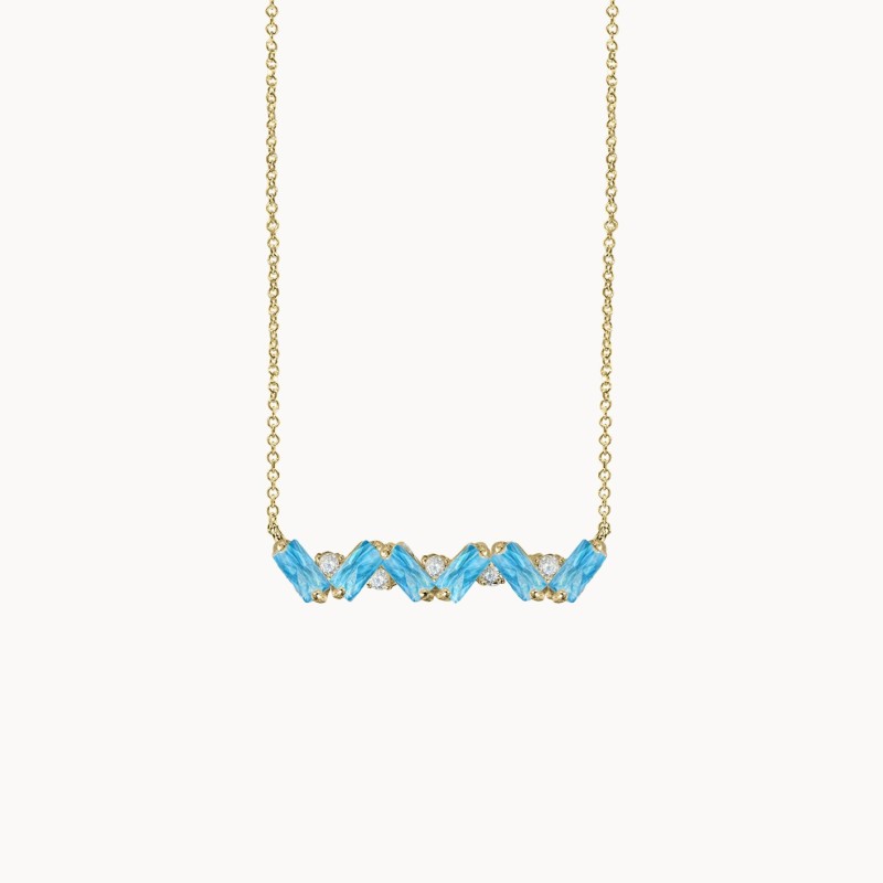 Χρυσό κολιέ μπάρα με μπαγκέτες σχήμα κύμα