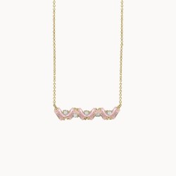 Χρυσό κολιέ μπάρα με μπαγκέτες σχήμα κύμα