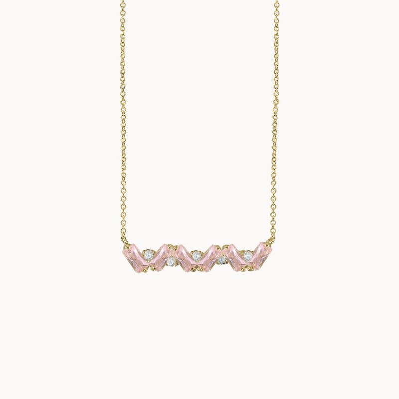 Χρυσό κολιέ μπάρα με μπαγκέτες σχήμα κύμα